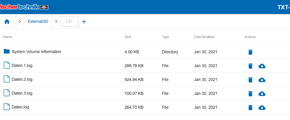 Logging Daten auf der SD-Karte vom TXT