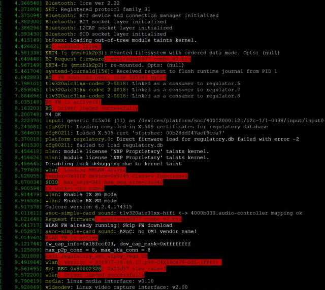 Kernel boot Meldungen (zoom)