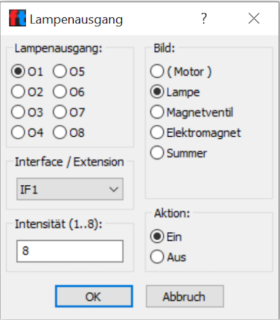 Einstellungen Lampenausgang