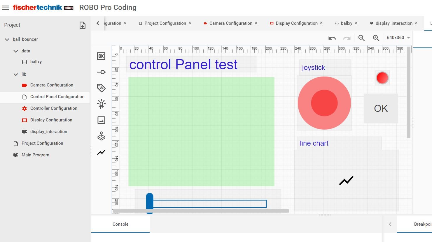 control Panel in RoboPro Coding